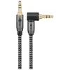 Image de Câble audio jack 3.5mm coudé 90° gold nylon tressé 50cm