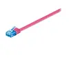 Image de goobay - Cordon de raccordement - RJ-45 (M) pour RJ-45 (M) - 50 cm - UTP - CAT 6a - moulé, plat - magenta
