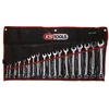 Image de KS TOOLS - 922.0047 - Jeu de 18 clés mixtes métriques - Clé plate à cliquet en trousse - Composé de 18 pièces de 6 à 24 mm - Angle de fourche et oeil incliné à 15° en occasion ou reconditionné