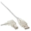 Image de InLine - Câble USB - USB (M) pour USB type B (M) - USB 2.0 - 2 m - connecteur à angle gauche, connecteur à 90 ° - transparent