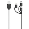Image de Cable micro-USB, 3 en 1, avec adaptateur USB-C et Lightning, USB 2 .0, 0,75 m,