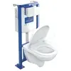 Image de Pack WC suspendu sans bride VILLEROY ET BOCH O.novo + abattant + plaque blanche + bâti