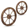 Image de Relaxdays Roues décoratives en Bois, lot 2, décoration Jardin, terrasse, Roue Chariot Rustique, Style Far West, Marron en occasion ou reconditionné