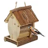Image de Relaxdays Mangeoire à Oiseaux, abri en Bois, cabane à Suspendre, nichoir, Jardin, HxLxP 19,5 x 15 x 12,5 cm, Nature en occasion ou reconditionné
