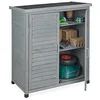 Image de Relaxdays Armoire de Jardin, 3 étagères, Toit Plat incliné, Double Porte, HLP : 97x86,5x47 cm, Remise Outils, Bois, Gris en occasion ou reconditionné