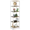 Image de Relaxdays Bibliothèque, Étagère sur Pied, HxLxP: 180 x 50 x 35 cm, 6 Niveaux Ouverts, Meuble d'appoint, Blanc/Naturel en occasion ou reconditionné