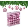 Image de Relaxdays 150x Boules de Noël, Paillettes, Mates, Brillantes, déco Sapin, Plastique, diamètre 3, 4 et 6 cm, Roses en occasion ou reconditionné
