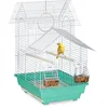 Image de Relaxdays Cage à Oiseaux, métal, pour de Petits canaris, perchoirs & mangeoires, 50 x 42,5 x 33,5 cm, Bleu Clair/Menthe en occasion ou reconditionné