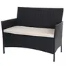 Image de Banc de jardin Halden en polyrotin, banquette anthracite, coussin crème