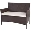 Image de Banc de jardin Halden en polyrotin, banquette marron chiné, coussin crème