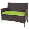 Image de Banc de jardin Halden en polyrotin, banquette marron chiné, coussin vert