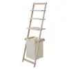 Image de Etagère murale échelle de salle de bain HWC-B59 bois de pin 152x41x35 cm 39l