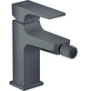 Image de Mitigeur bidet poignée manette, bonde Push-Open noir chromé brossé