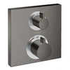 Image de Façade pour mitigeur thermostatique encastré Ecostat Square avec robinet d'arrêt et inverseur noir chrome brossé