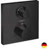 Image de Façade pour mitigeur thermostatique encastré Ecostat Square avec robinet d'arrêt et inverseur noir mat