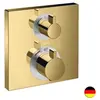 Image de Façade pour mitigeur thermostatique encastré Ecostat Square avec robinet d'arrêt et inverseur aspect doré poli
