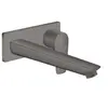 Image de Mitigeur de lavabo encastré mural, bec 225mm, bonde à écoulement libre noir chromé brossé
