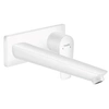 Image de Mitigeur de lavabo encastré mural, bec 225mm, bonde à écoulement libre blanc mat