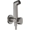 Image de hansgrohe Douchette bidette S avec 1 type de jet économie d'eau (EcoSmart), incl. clapet anti-retour, support et tuyau de douche 1,25 m, pour eau chaude, Noir chromé brossé, 29232340 en occasion ou reconditionné