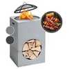 Image de Braséro de jardin - Monolith - Foyer de terrasse - Barbecue - Pare-étincelle - Charbon ou bois - Pierre artificielle blanche