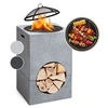 Image de Braséro de jardin - Monolith - Foyer de terrasse - Barbecue - Pare-étincelle - Charbon ou bois - Pierre artificielle grise