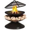 Image de Braséro de jardin - Aguilera - Foyer de terrasse - Grille barbecue Ø65cm - Pare-étincelles - Charbon ou bois - Acier noir