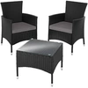 Image de Salon de jardin 2 pers. résine tressée acier anti-UV sets housses noir
