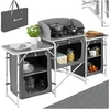 Image de Cuisine modulaire polyvalente cuisine de camping structure en aluminium gris plan de travail résistant à la chaleur pare vent 172 x 52 x 104 cm
