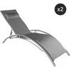 Image de Lot de 2 transats en aluminium réglable coussin polyester gris