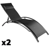 Image de Lot de 2 transats en aluminium réglable coussin polyester noir