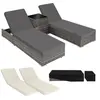 Image de Lot de 2 Bains de soleil design luxueux Table avec rangement gris