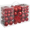 Image de Lot de 86 décorations de Noël rouges Surface mate brillante ou pailletée rouge