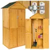 Image de Armoire de jardin avec toit à deux pans en Bois de pin imprégné 2 Etagères marron
