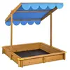 Image de Bac à sable Cabane de Jardin Enfant avec Toit et Véranda en Bois toit réglable bleu