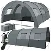 Image de Tente de Camping Familiale Spacieuse pour jusqu'à 6 personnes 350 x 480 x 195 cm gris clair/gris foncé