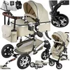Image de Poussette combinée pliable avec harnais à 5 points gris/beige