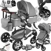 Image de Poussette combinée pliable avec harnais à 5 points et sécurité gris