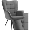 Image de Fauteuil rembourré Velours côtelé fin anthracite/noir