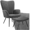 Image de Fauteuil rembourré Velours côtelé large anthracite/noir