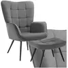 Image de Fauteuil rembourré Velours côtelé fin anthracite/noir