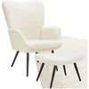 Image de Fauteuil rembourré Bouclé crème/noir