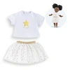 Image de Ensemble Jupe & T Shirt Ivoire et Or pour poupée ma