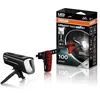Image de Osram LEDsBIKE Race 100 Set, Jeu d'éclairage de vélo Rechargeable, Jeu de Feux LED Avant et arrière avec feu Stop, Plusieurs Modes d'éclairage, Trois Niveaux de luminosité, 100 lux, Homologué StVZO en occasion ou reconditionné