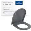 Image de Villeroy & Boch Siège de WC Subway 3.0 avec fermeture automatique - Abattant D en plastique thermodurcissable, amovible e incassable - Pièce de rechange d'origine - Graphite, mat en occasion ou reconditionné