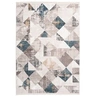 Image de Tapis Géométrique à Franges "Akropolis II" Gris & Bleu 120 x 180 cm