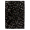 Image de Tapis Géométrique à Poils Longs "Bijou" Noir & Or 200 x 290 cm