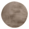 Image de Tapis Uni Rond Doux à Poils Longs "Rabbit" Taupe 120 cm
