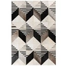 Image de Tapis Fait Main en Cuir "Lavin IV" Noir & Multicolore 120 x 170 cm