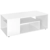 Image de ML-Design Table Basse de Salon Blanc 110x50x41 cm, MDF, Table Spacieuse avec 4 Etagères