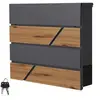 Image de ML-Design Boîte aux Lettres Murale 37x37x11 cm, Anthracite / Façade Aspect Bois, Acier,